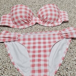 Aerie Pink Checkered Bikini Set